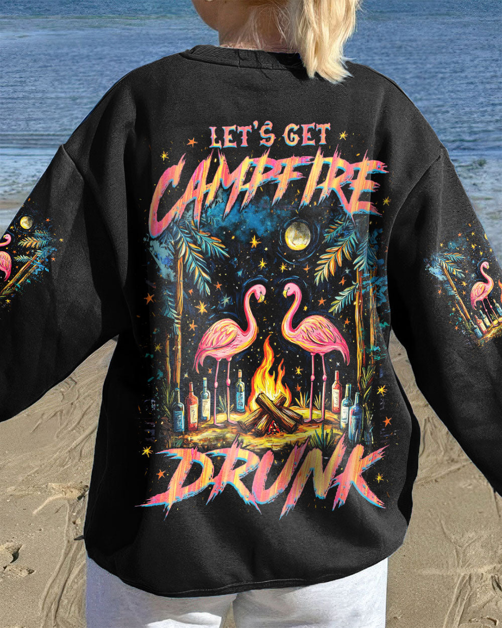 LET'S GET CAMPFIRE DRUNK FLAMINGO ALL OVER PRINT - TLNZ2808251