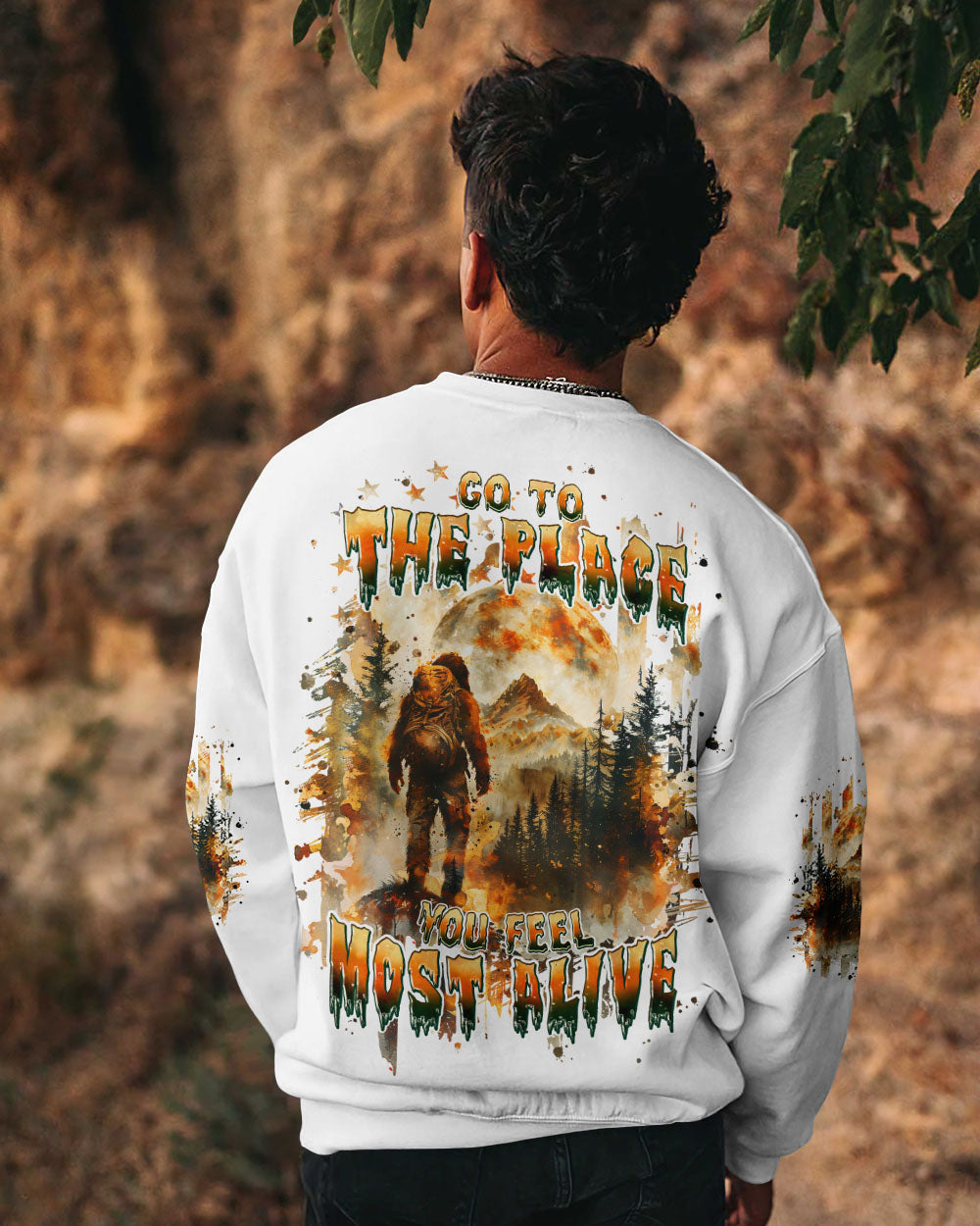 GO TO THE PLACE YOU FEEL MOST ALIVE BIGFOOT ALL OVER PRINT - TLPQ0510241