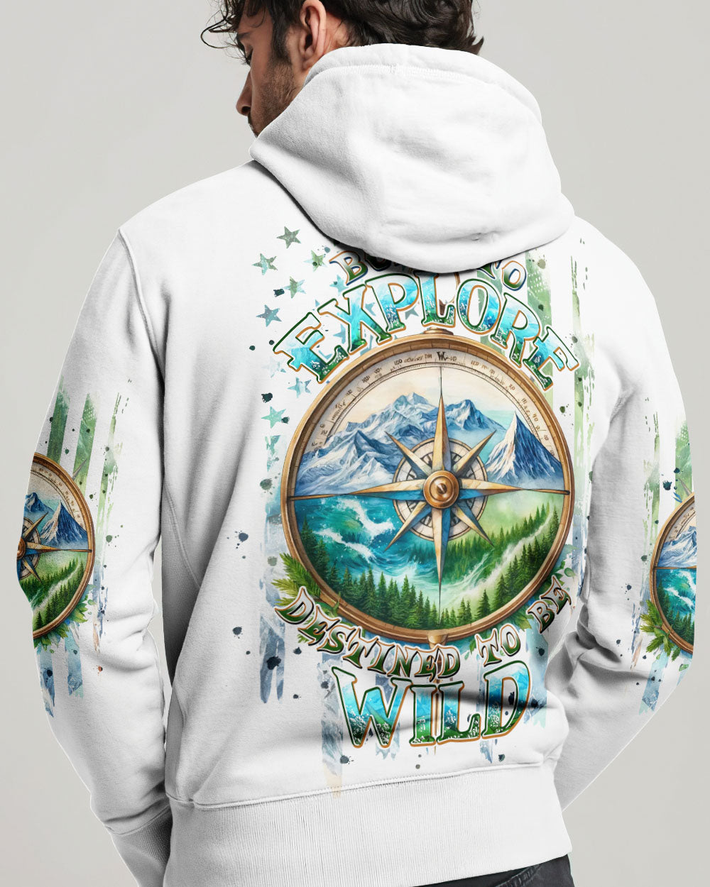 BORN TO EXPLORE DESTINED TO BE WILD COMPASS ALL OVER PRINT - TLPQ1609241