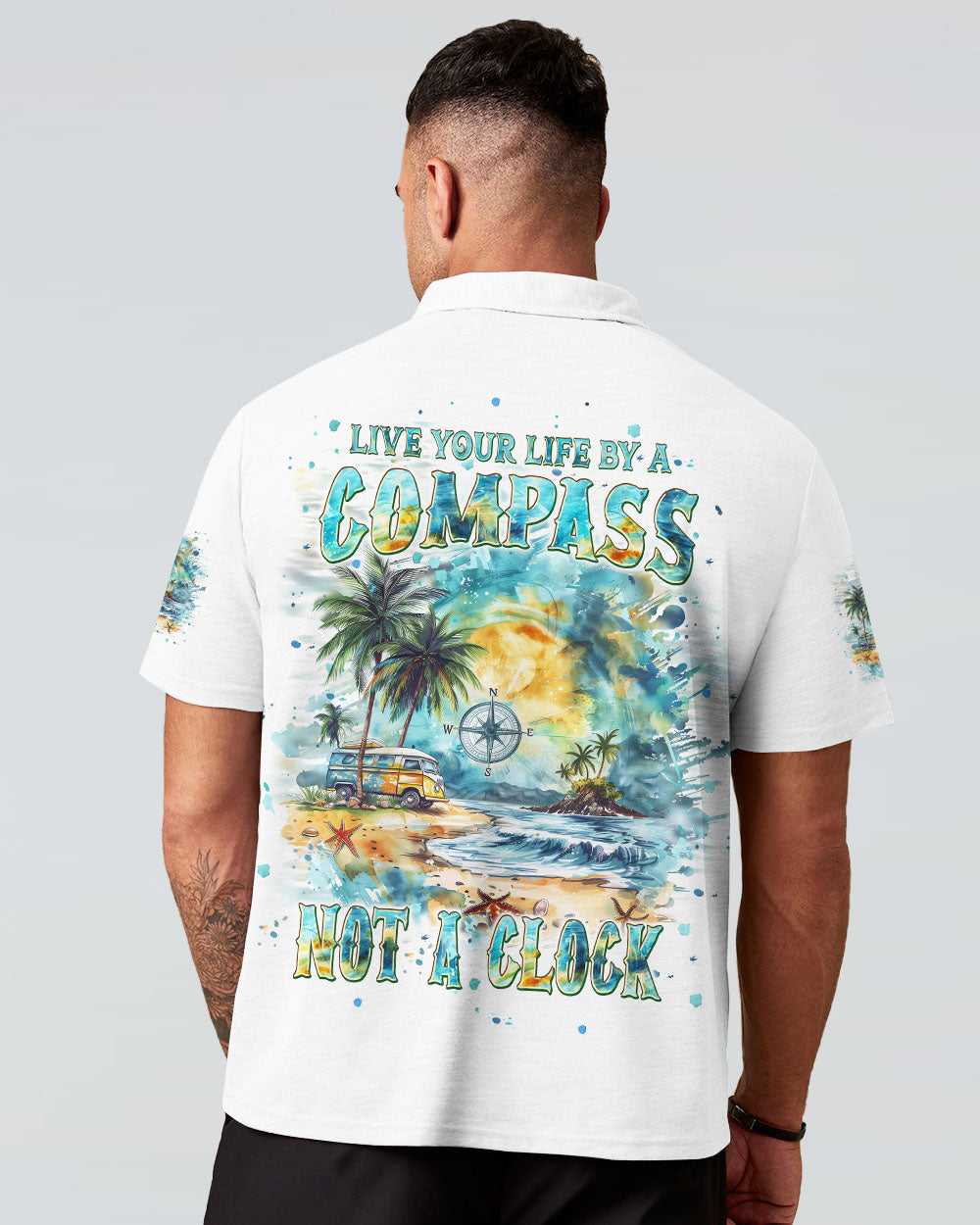 LIVE YOUR LIFE BY A COMPASS NOT A CLOCK BEACH ALL OVER PRINT - TLPQ1908242