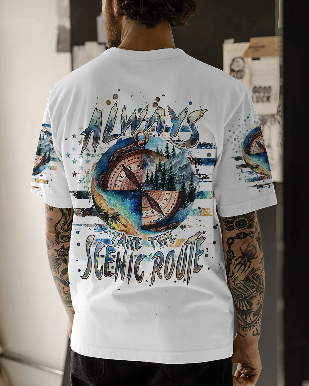 ALWAYS TAKE THE SCENIC ROUTE COMPASS ALL OVER PRINT - TLPQ2706245