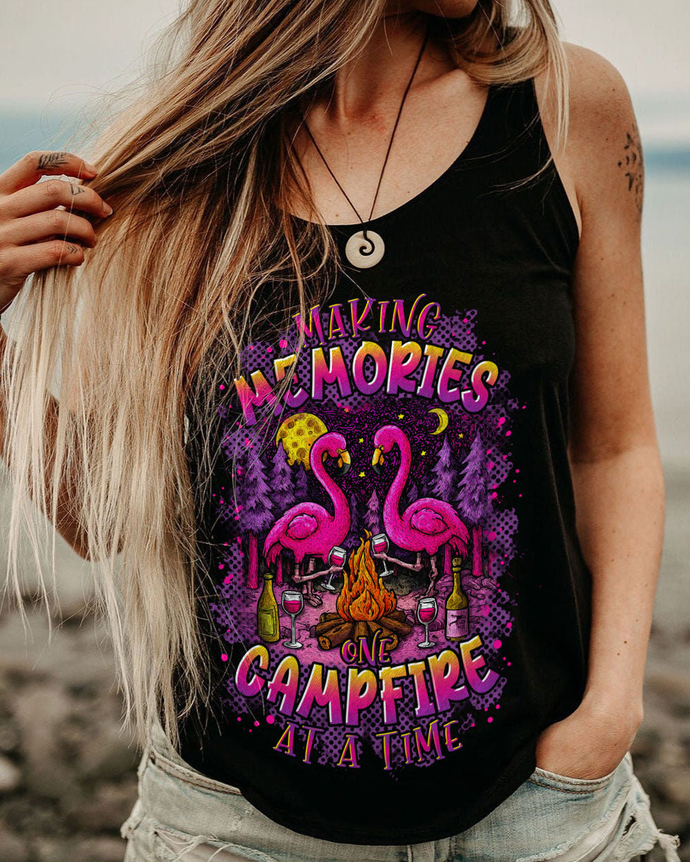 MAKING MEMORIES ONE CAMPFIRE AT A TIME FLAMINGO ALL OVER PRINT - TLTR0309252