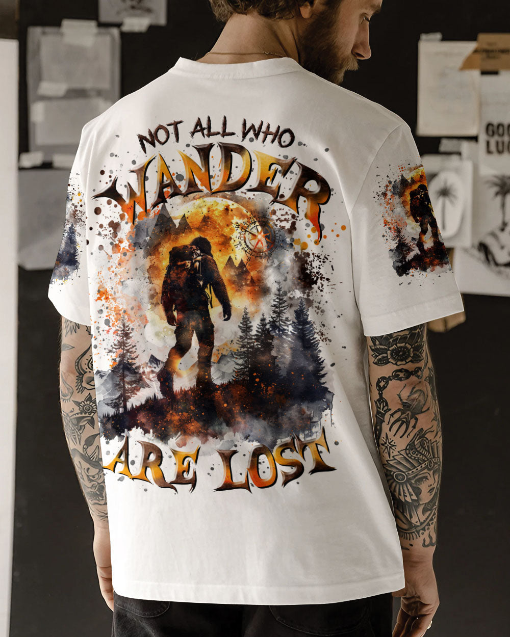 NOT ALL WHO WANDER ARE LOST BIGFOOT COMPASS ALL OVER PRINT - TLTR2409242