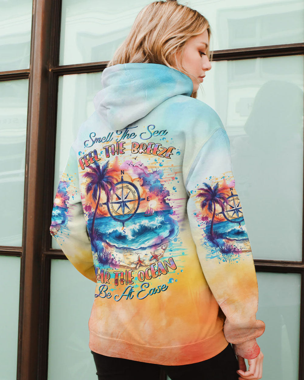 SMELL THE SEA FEEL THE BREEZE COMPASS ALL OVER PRINT - TLTR2907242