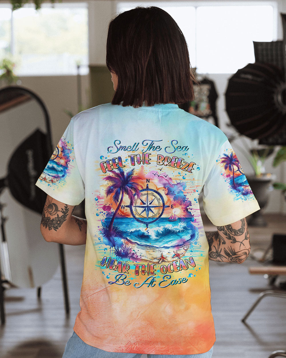 SMELL THE SEA FEEL THE BREEZE COMPASS ALL OVER PRINT - TLTR2907242