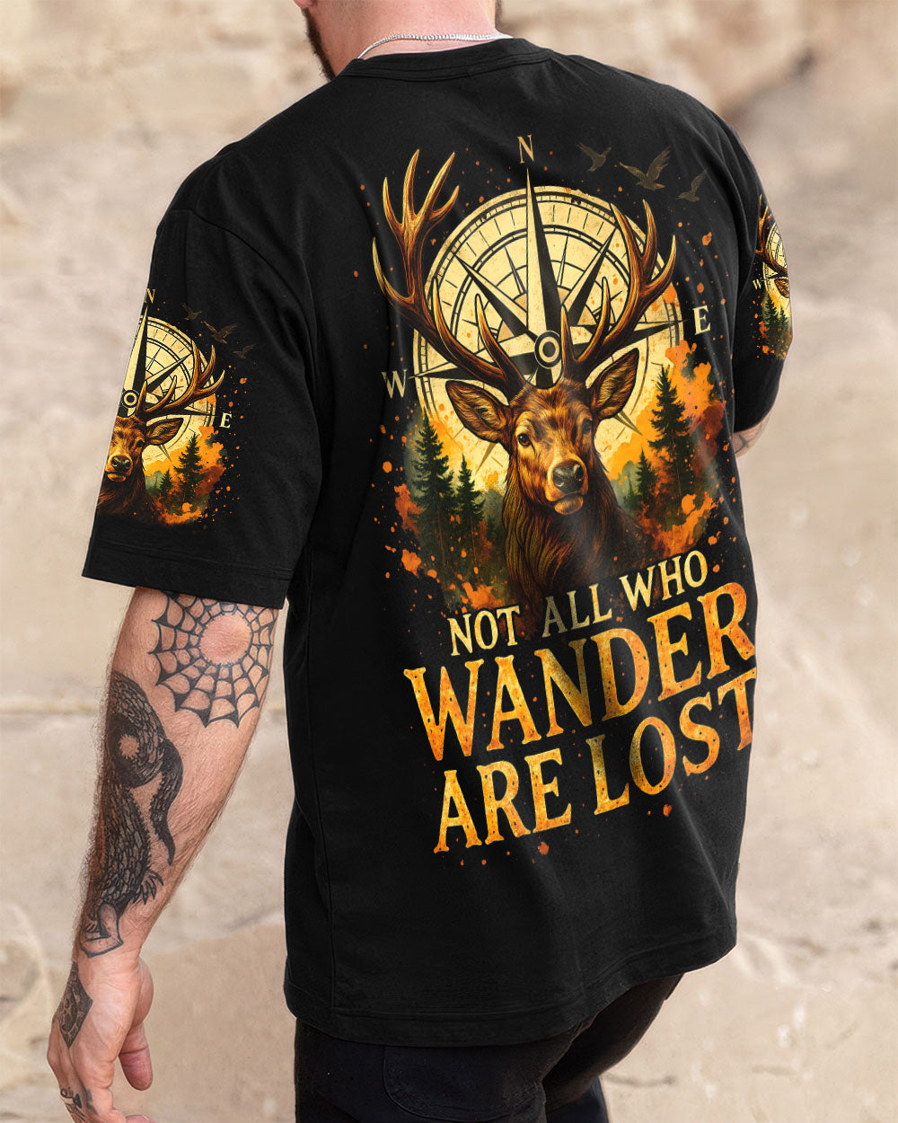 NOT ALL WHO WANDER ARE LOST DEER COMPASS ALL OVER PRINT - TLTR2908251