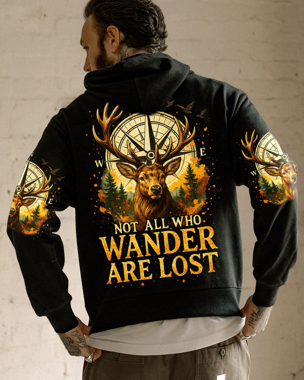 NOT ALL WHO WANDER ARE LOST DEER COMPASS ALL OVER PRINT - TLTR2908251
