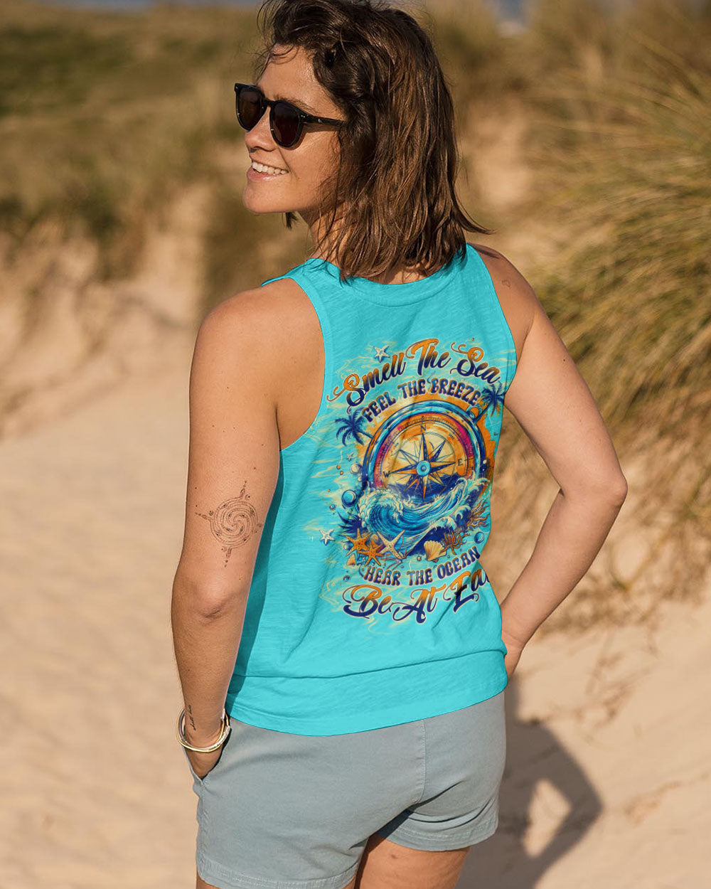 SMELL THE SEA FEEL THE BREEZE COMPASS ALL OVER PRINT - TLTR0204251
