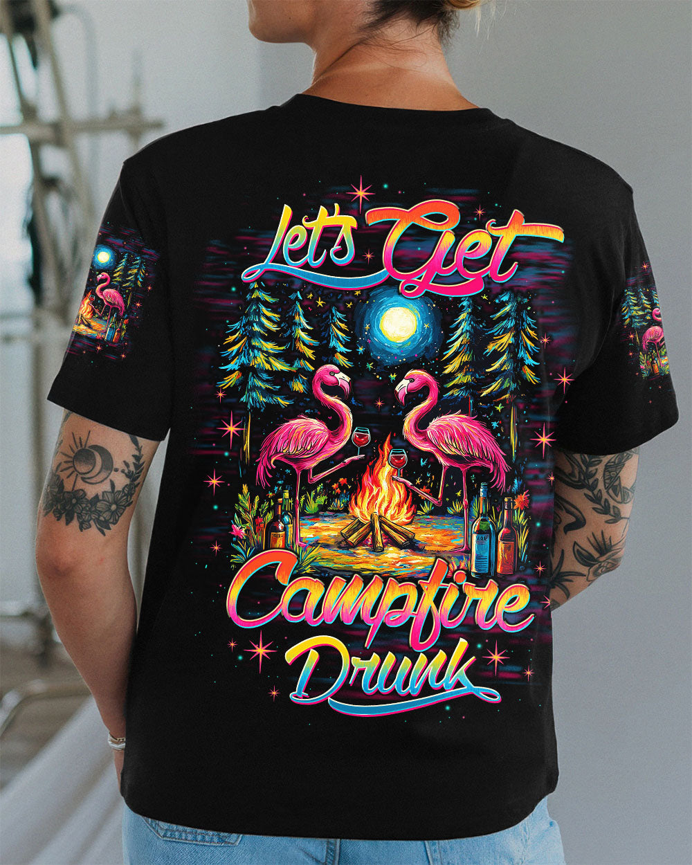 LET'S GET CAMPFIRE DRUNK FLAMINGO ALL OVER PRINT - TLTW1009252