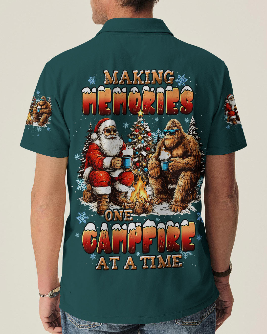 MAKING MEMORIES ONE CAMPFIRE AT A TIME BIGFOOT CHRISTMAS ALL OVER PRINT - TLTW1711251