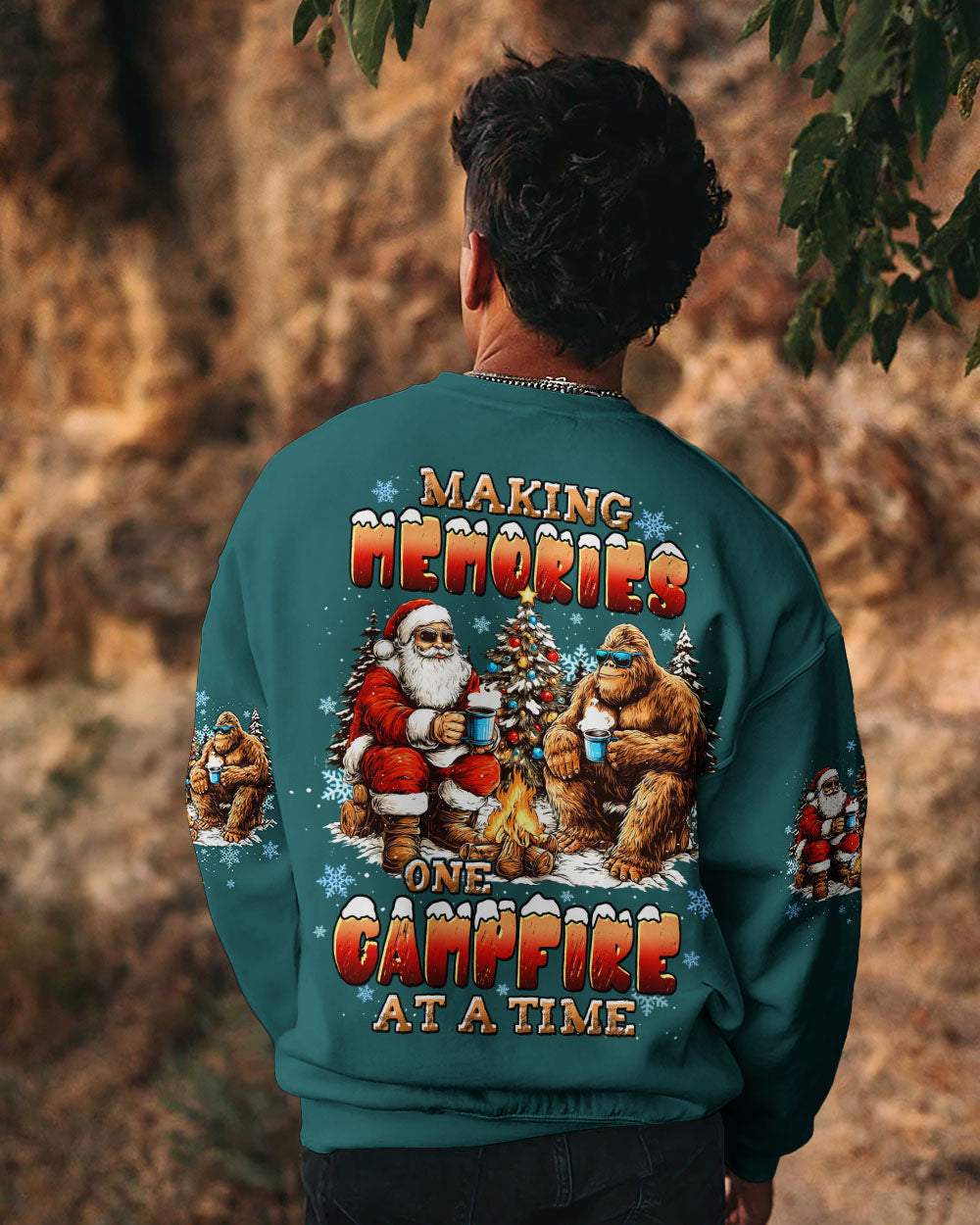 MAKING MEMORIES ONE CAMPFIRE AT A TIME BIGFOOT CHRISTMAS ALL OVER PRINT - TLTW1711251