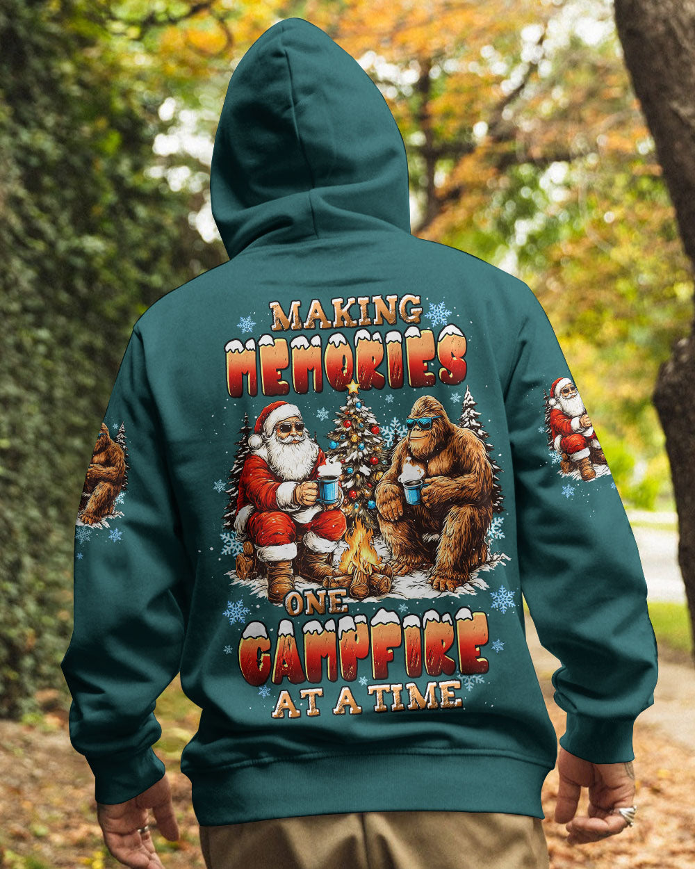 MAKING MEMORIES ONE CAMPFIRE AT A TIME BIGFOOT CHRISTMAS ALL OVER PRINT - TLTW1711251
