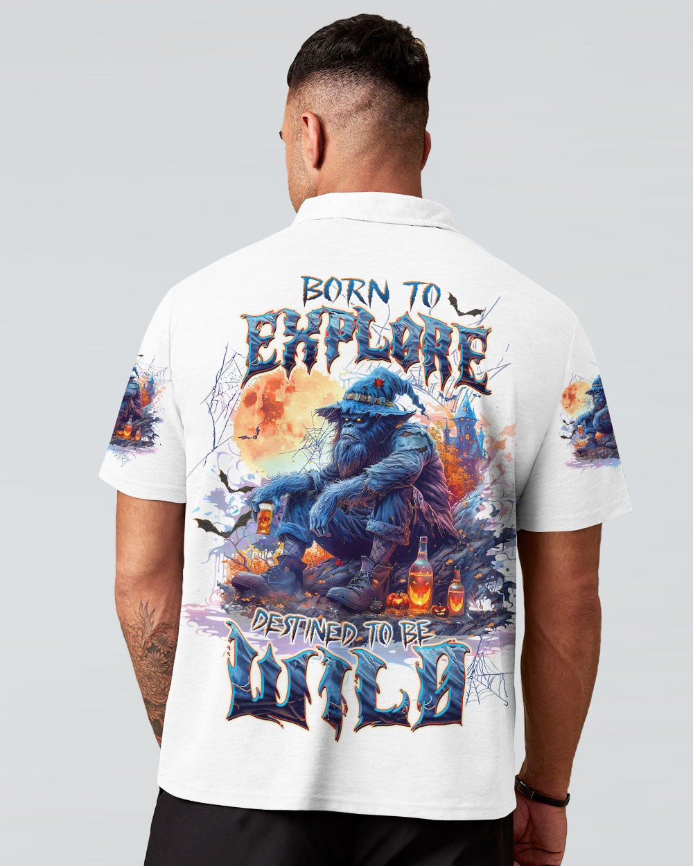 BORN TO EXPLORE DESTINED TO BE WILD BIGFOOT HALLOWEEN ALL OVER PRINT - TLTW1909244