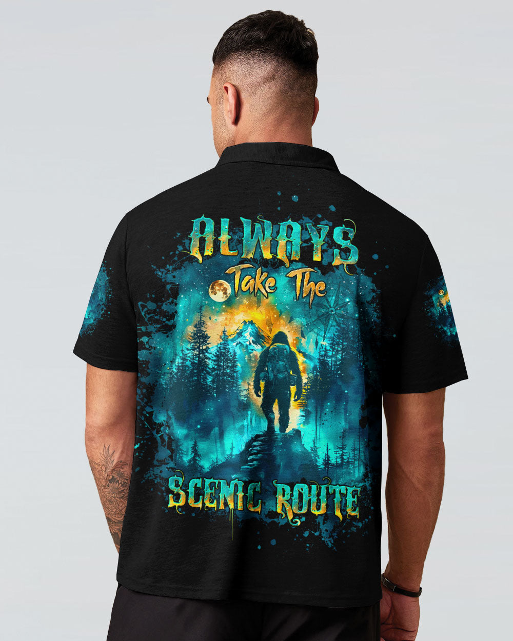 ALWAYS TAKE THE SCENIC ROUTE COMPASS BIGFOOT ALL OVER PRINT - TLTW2409244
