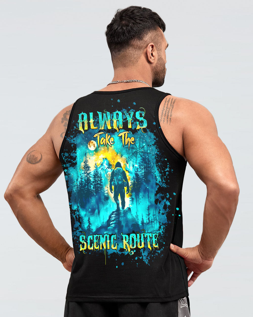 ALWAYS TAKE THE SCENIC ROUTE COMPASS BIGFOOT ALL OVER PRINT - TLTW2409244