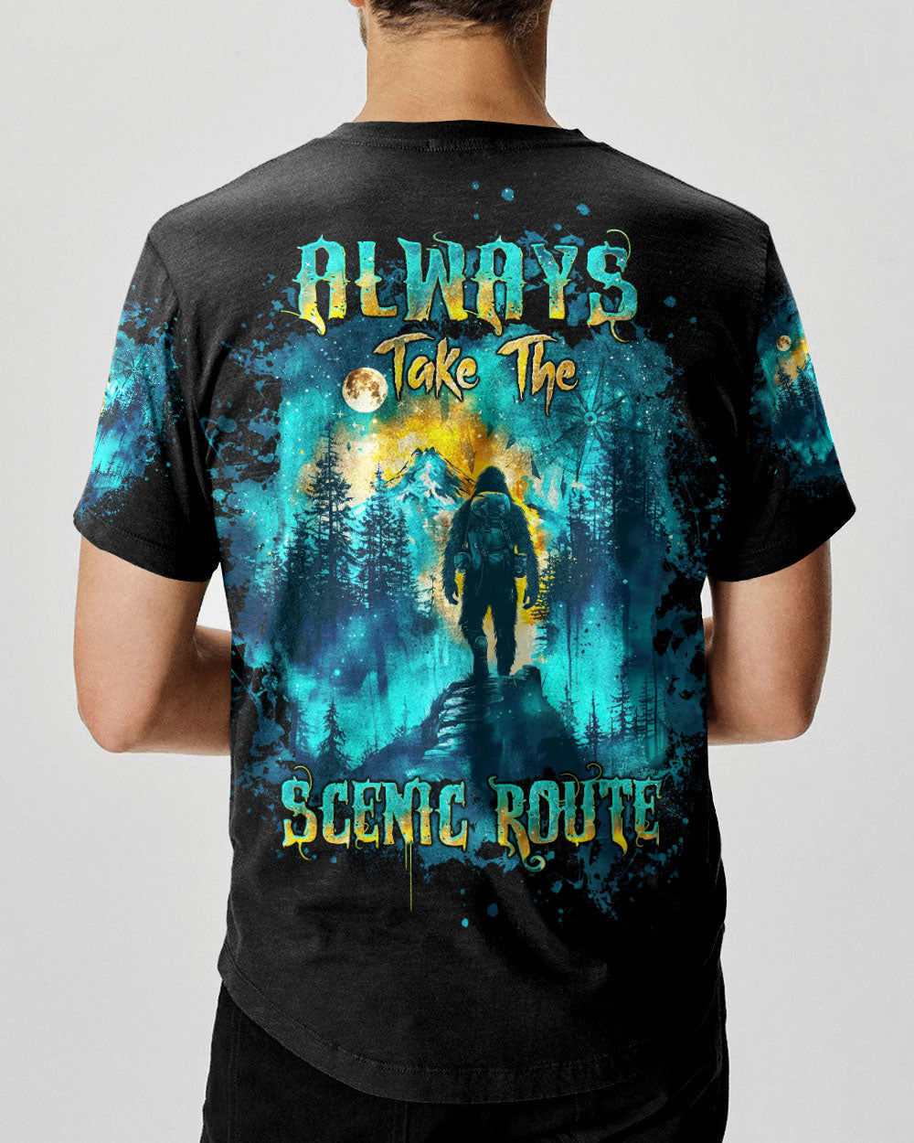 ALWAYS TAKE THE SCENIC ROUTE COMPASS BIGFOOT ALL OVER PRINT - TLTW2409244