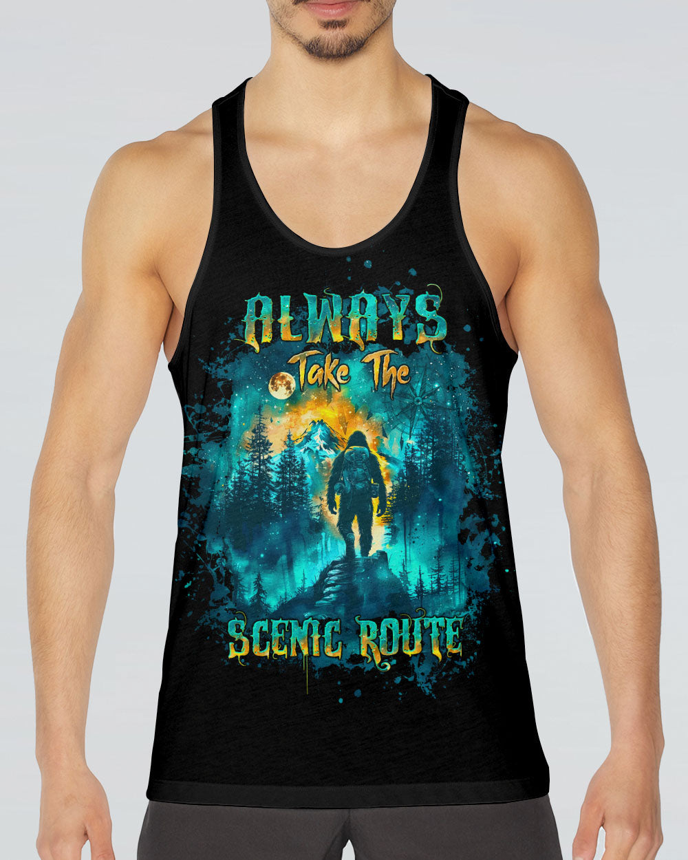 ALWAYS TAKE THE SCENIC ROUTE COMPASS BIGFOOT ALL OVER PRINT - TLTW2409244