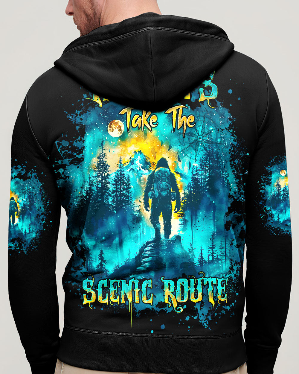 ALWAYS TAKE THE SCENIC ROUTE COMPASS BIGFOOT ALL OVER PRINT - TLTW2409244