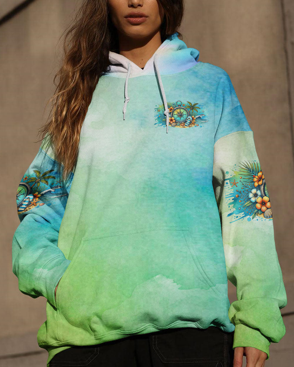 SMELL THE SEA FEEL THE BREEZE COMPASS ALL OVER PRINT - TYHI2607244