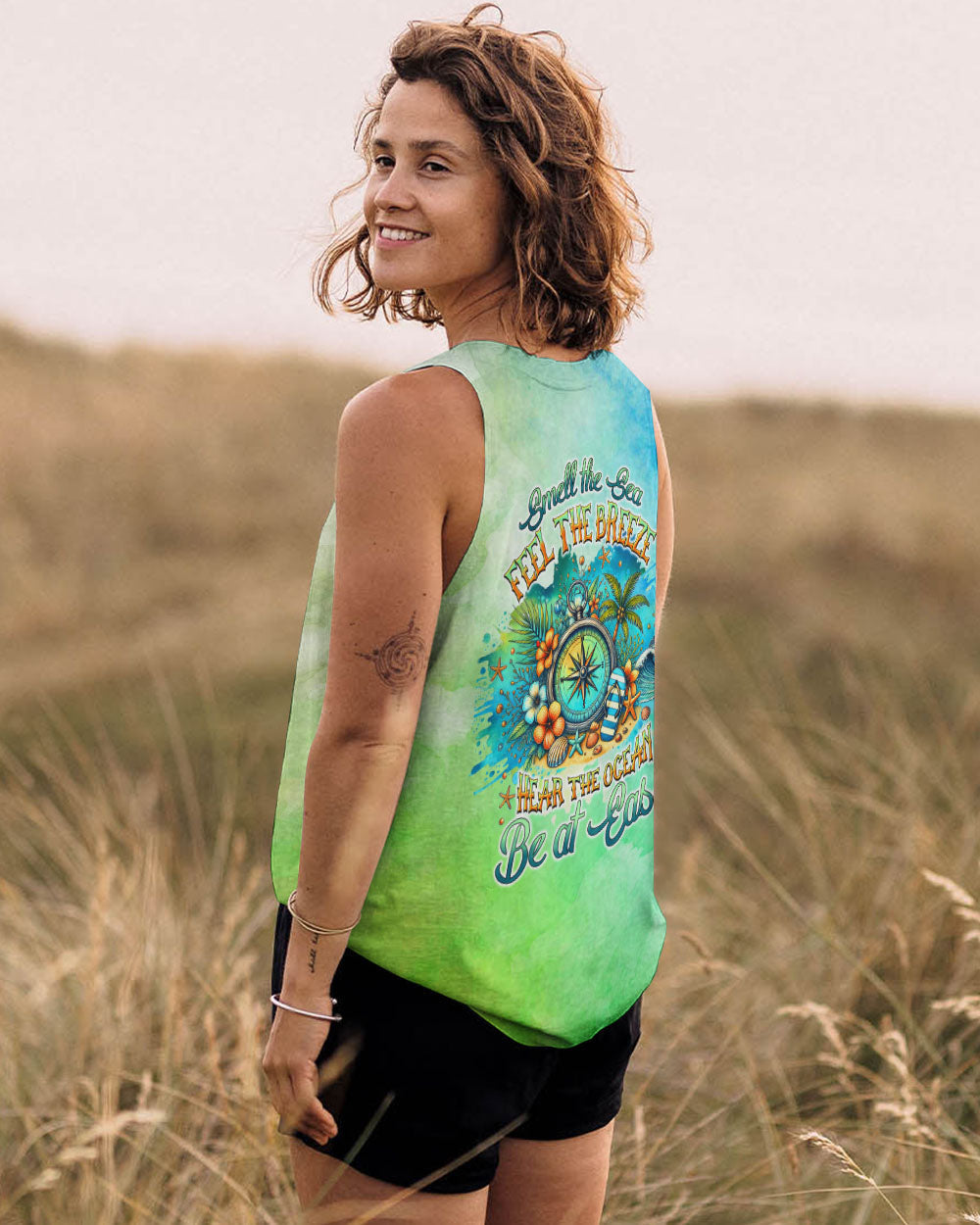 SMELL THE SEA FEEL THE BREEZE COMPASS ALL OVER PRINT - TYHI2607244