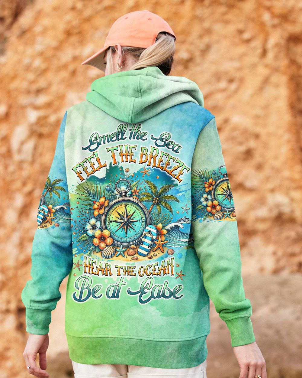 SMELL THE SEA FEEL THE BREEZE COMPASS ALL OVER PRINT - TYHI2607244