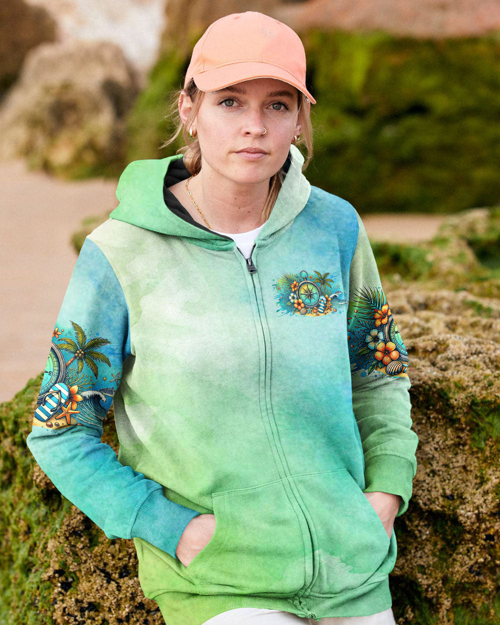 SMELL THE SEA FEEL THE BREEZE COMPASS ALL OVER PRINT - TYHI2607244