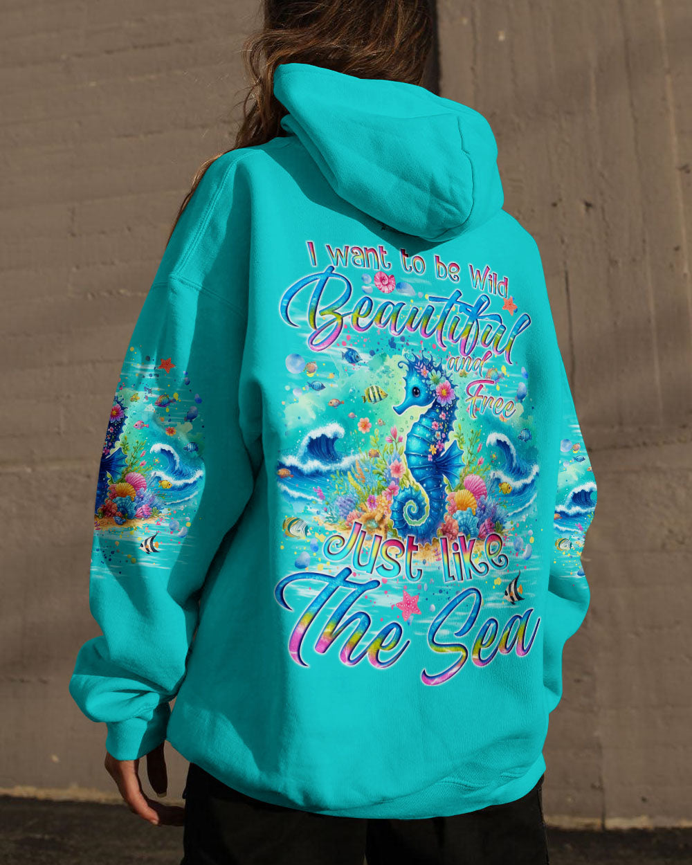 WILD BEAUTIFUL AND FREE SEAHORSE ALL OVER PRINT - TYQY0306245