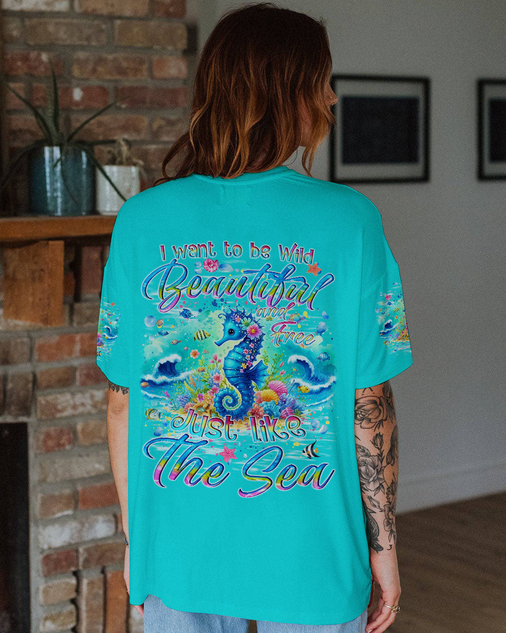 WILD BEAUTIFUL AND FREE SEAHORSE ALL OVER PRINT - TYQY0306245