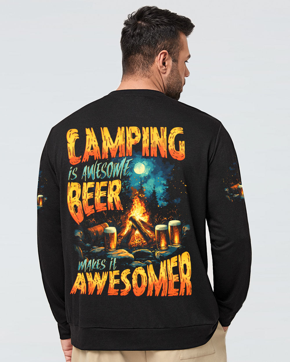 CAMPING IS AWESOME BEER MAKE IT AWESOMER ALL OVER PRINT - TYTD0506251