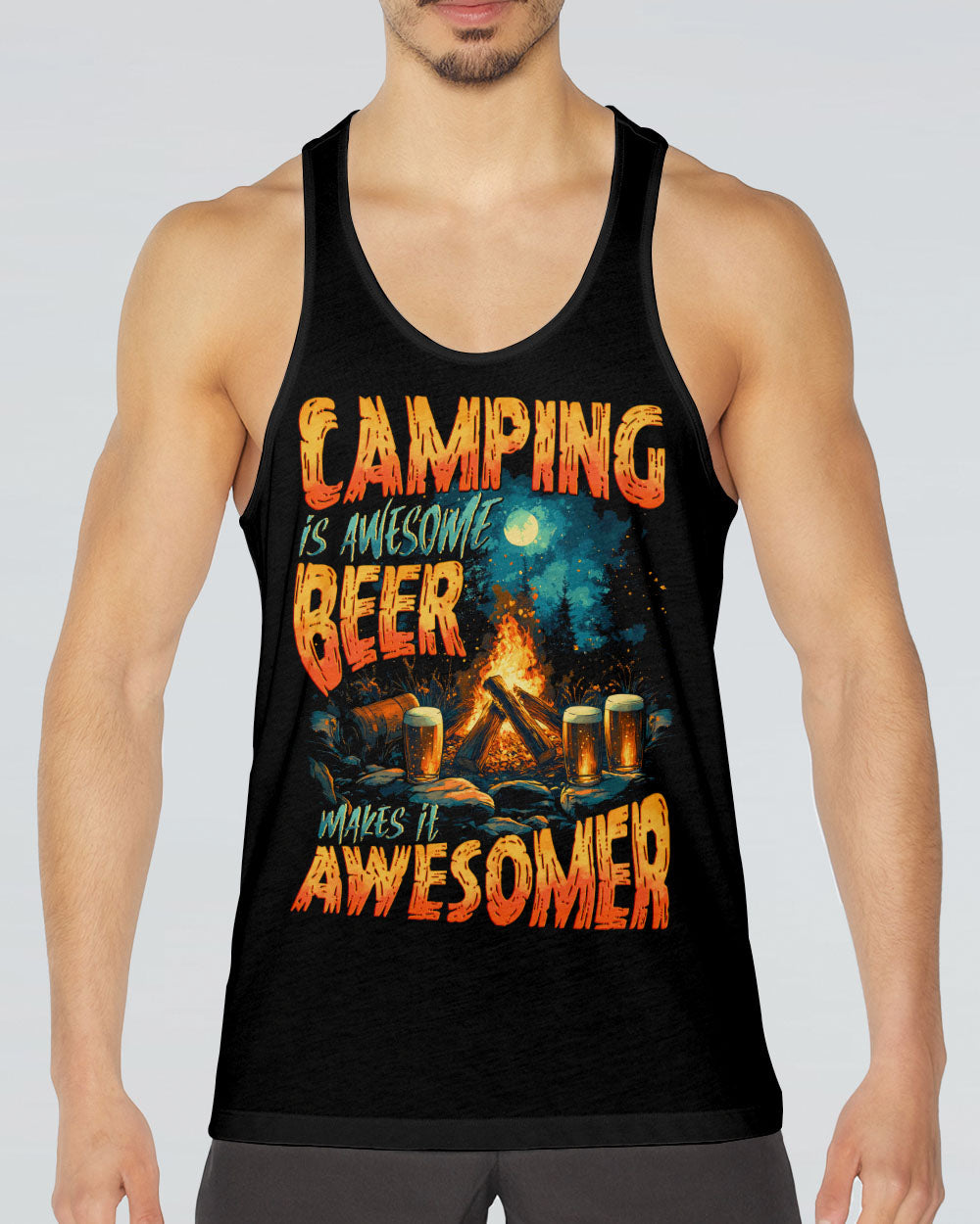 CAMPING IS AWESOME BEER MAKE IT AWESOMER ALL OVER PRINT - TYTD0506251