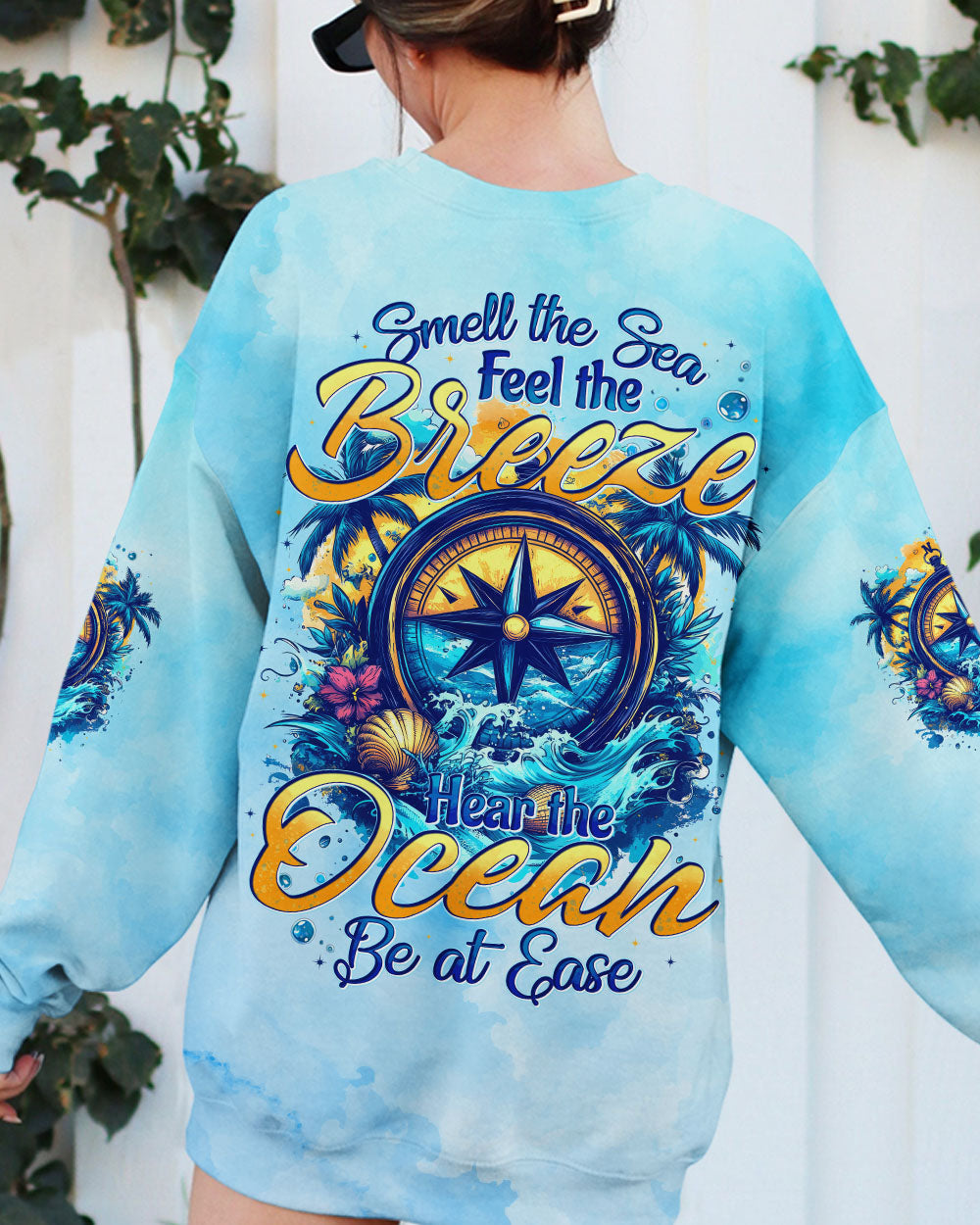 SMELL THE SEA FEEL THE BREEZE COMPASS ALL OVER PRINT - TYTD0904251