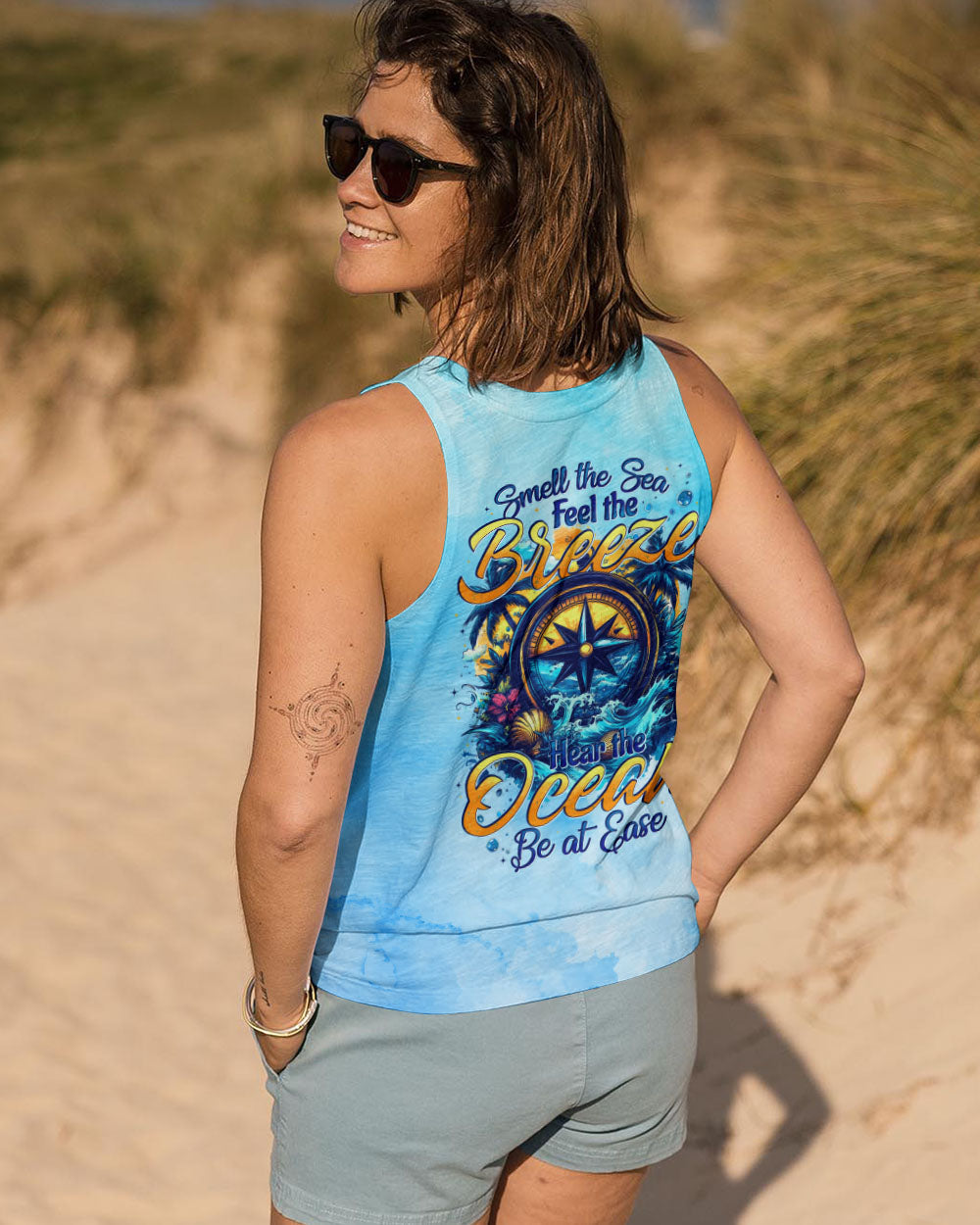 SMELL THE SEA FEEL THE BREEZE COMPASS ALL OVER PRINT - TYTD0904251