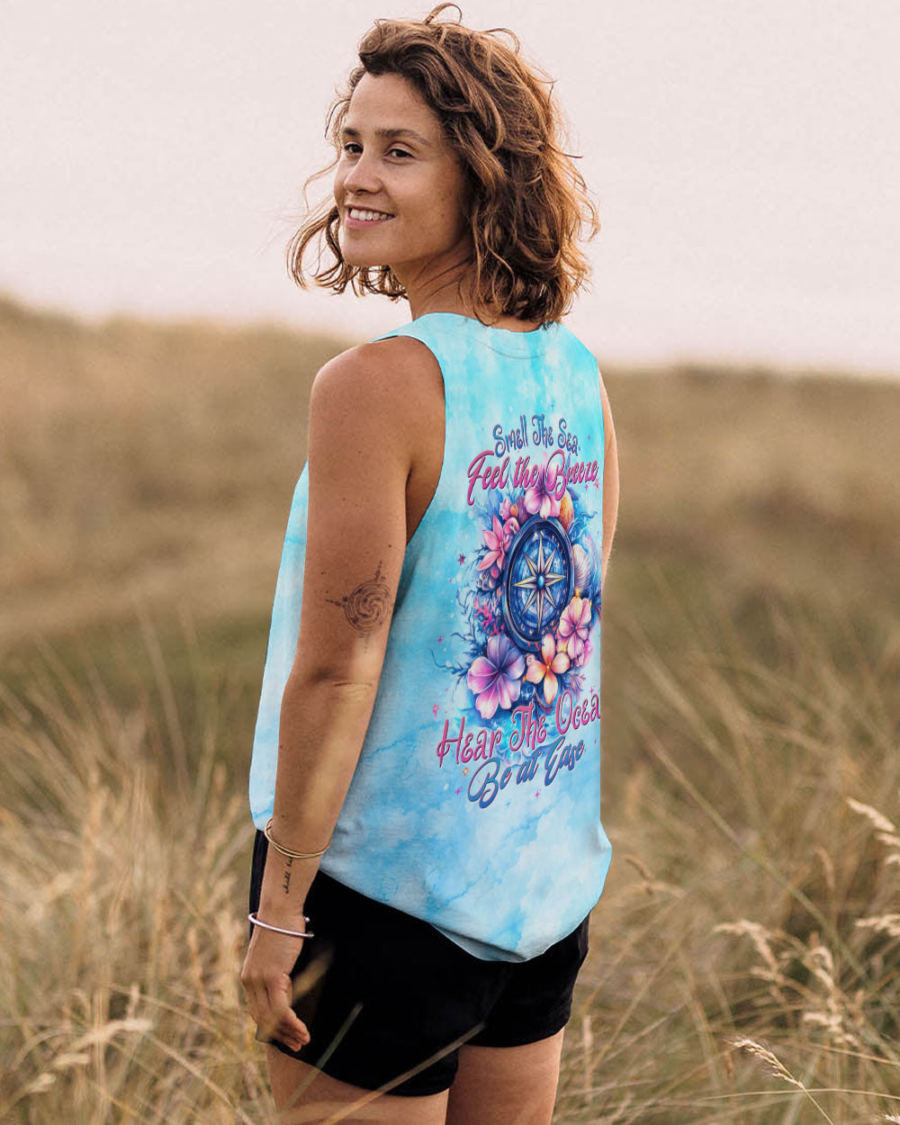 SMELL THE SEA FEEL THE BREEZE COMPASS ALL OVER PRINT - TYTD1002253