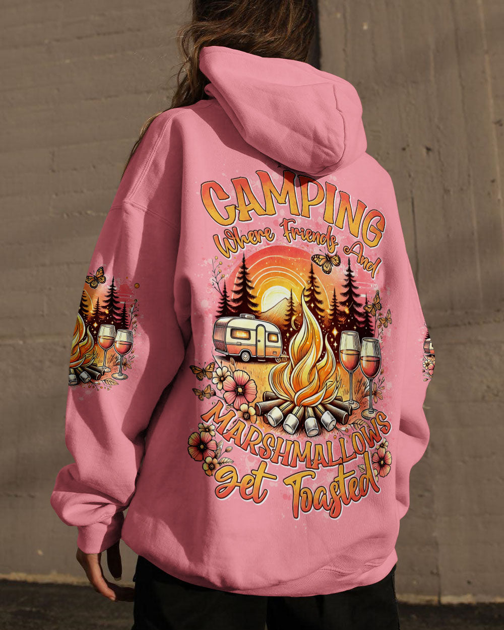 CAMPING WHERE FRIENDS AND MARSHMALLOWS GET TOASTED ALL OVER PRINT - TYTD2406241