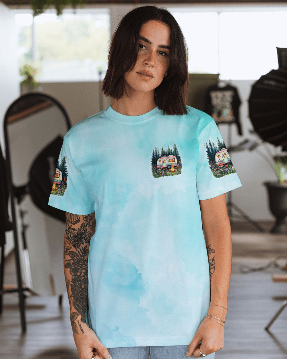 JUST A GIRL WHO LOVES CAMPING ALL OVER PRINT - TYTD2708241
