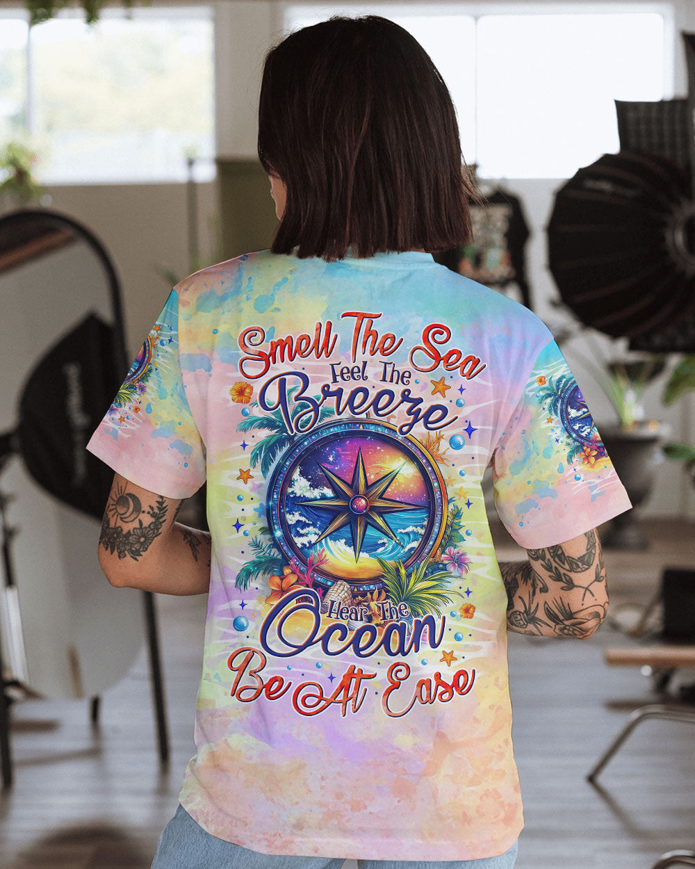 SMELL THE SEA FEEL THE BREEZE COMPASS ALL OVER PRINT - TYTM0804252