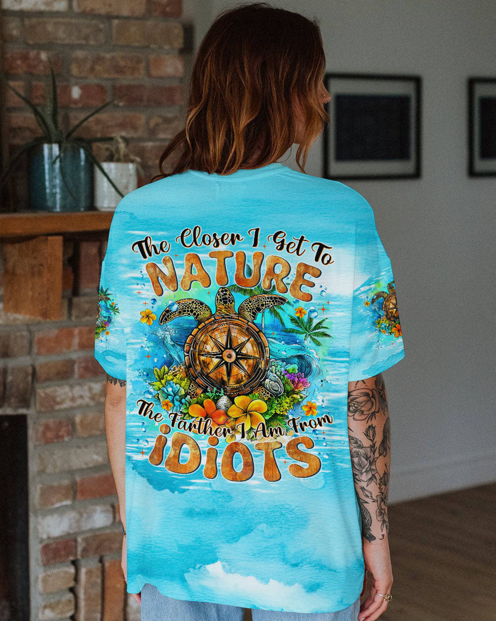 THE CLOSER I GET TO NATURE TURTLE ALL OVER PRINT - TYTM1208243