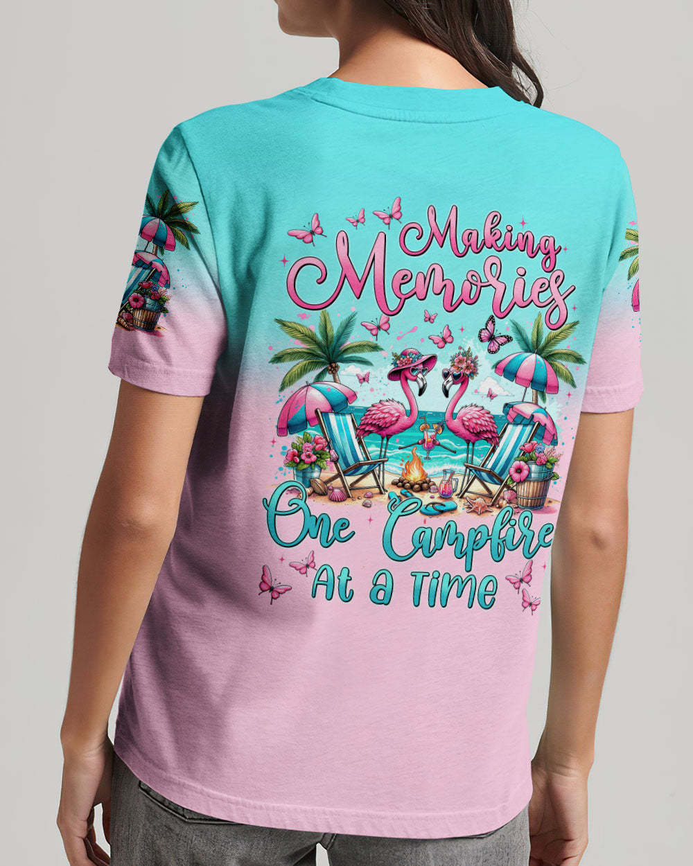 MAKING MEMORIES ONE CAMPFIRE AT A TIME FLAMINGO ALL OVER PRINT - TYTM2405242