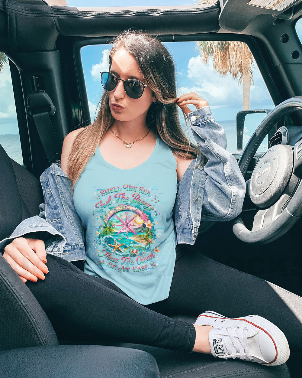 SMELL THE SEA FEEL THE BREEZE COMPASS ALL OVER PRINT - YHHG0904253