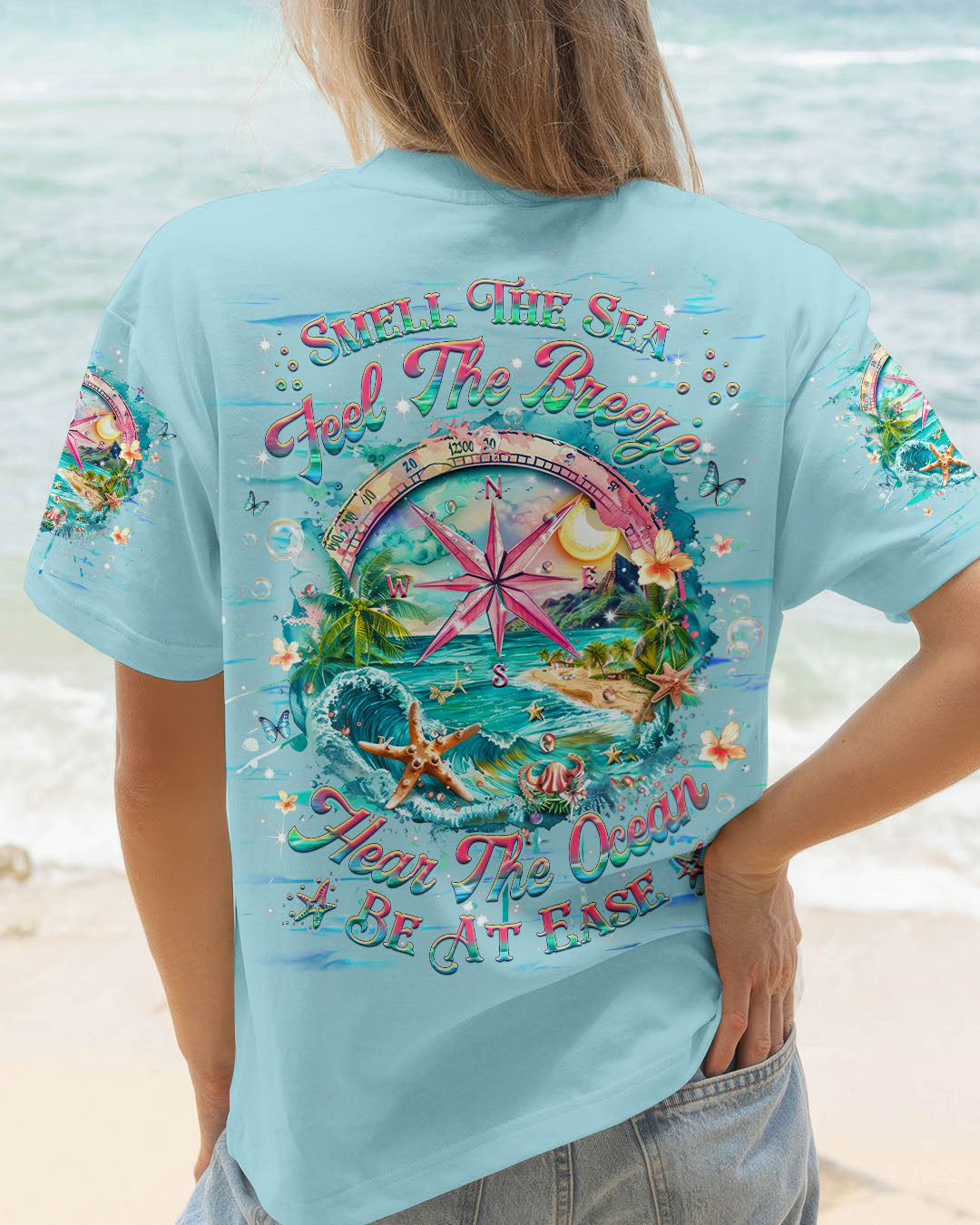 SMELL THE SEA FEEL THE BREEZE COMPASS ALL OVER PRINT - YHHG0904253