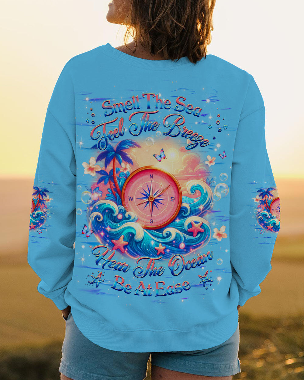 SMELL THE SEA FEEL THE BREEZE COMPASS ALL OVER PRINT - YHHG2603252