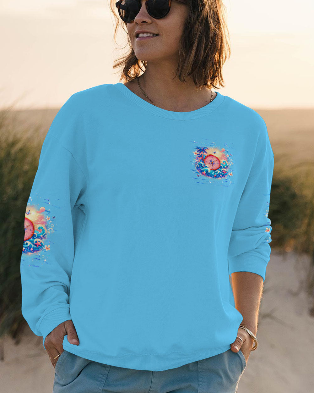 SMELL THE SEA FEEL THE BREEZE COMPASS ALL OVER PRINT - YHHG2603252