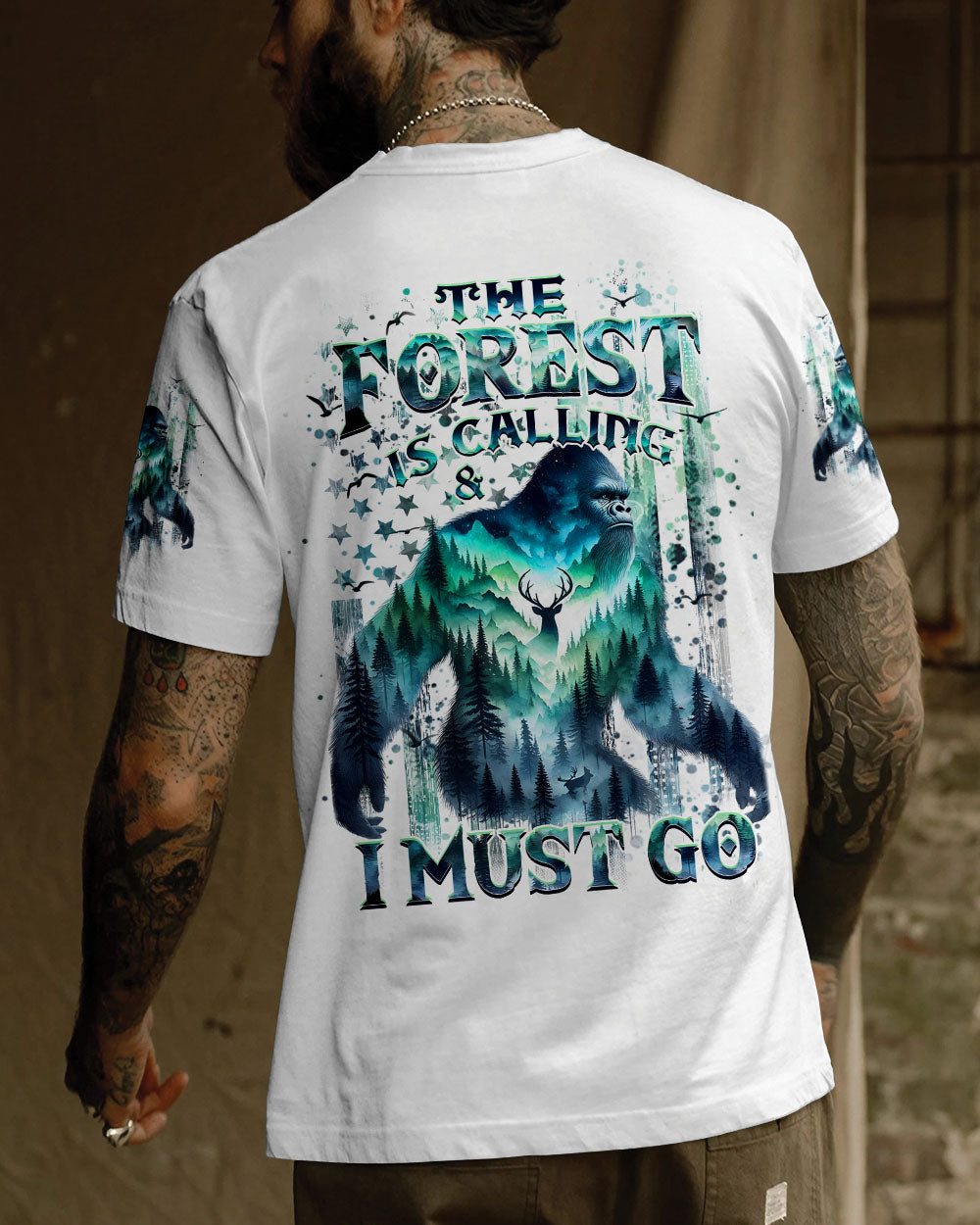 THE FOREST IS CALLING AND I MUST GO BIGFOOT ALL OVER PRINT - YHHN1002254