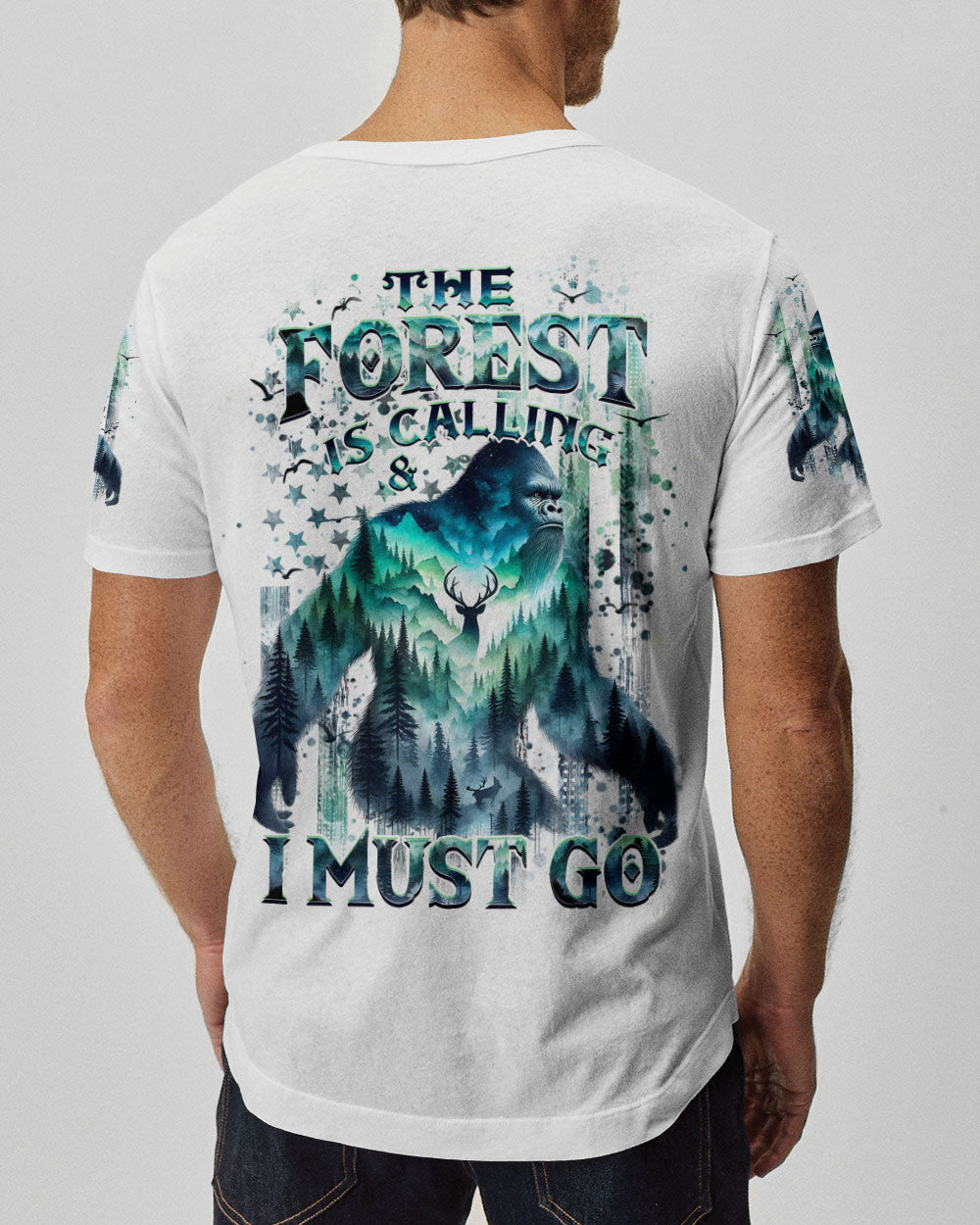 THE FOREST IS CALLING AND I MUST GO BIGFOOT ALL OVER PRINT - YHHN1002254