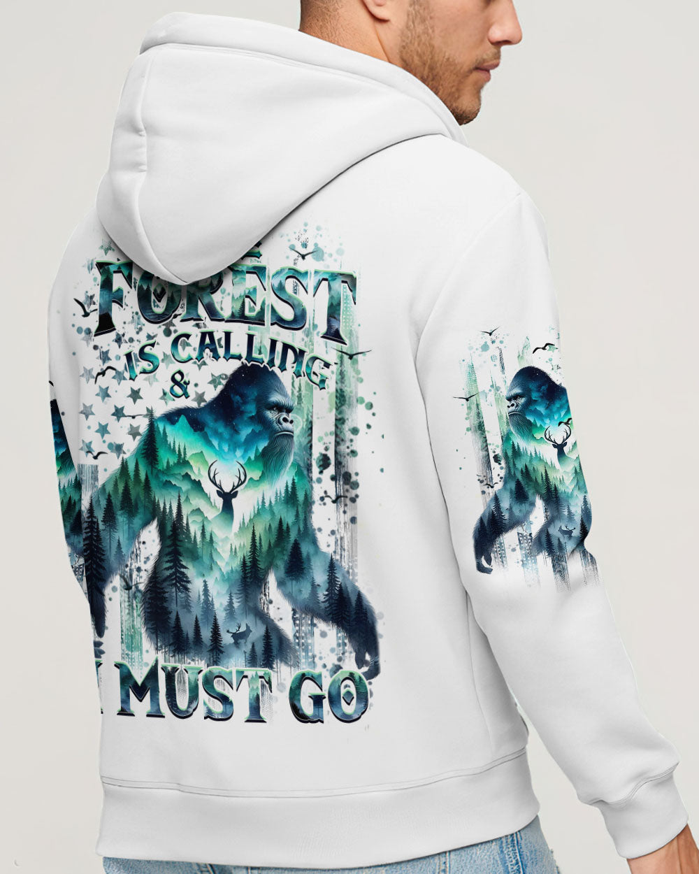 THE FOREST IS CALLING AND I MUST GO BIGFOOT ALL OVER PRINT - YHHN1002254