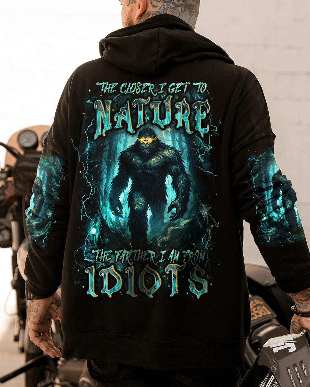 THE CLOSER I GET TO NATURE BIGFOOT ALL OVER PRINT - YHHN1007253