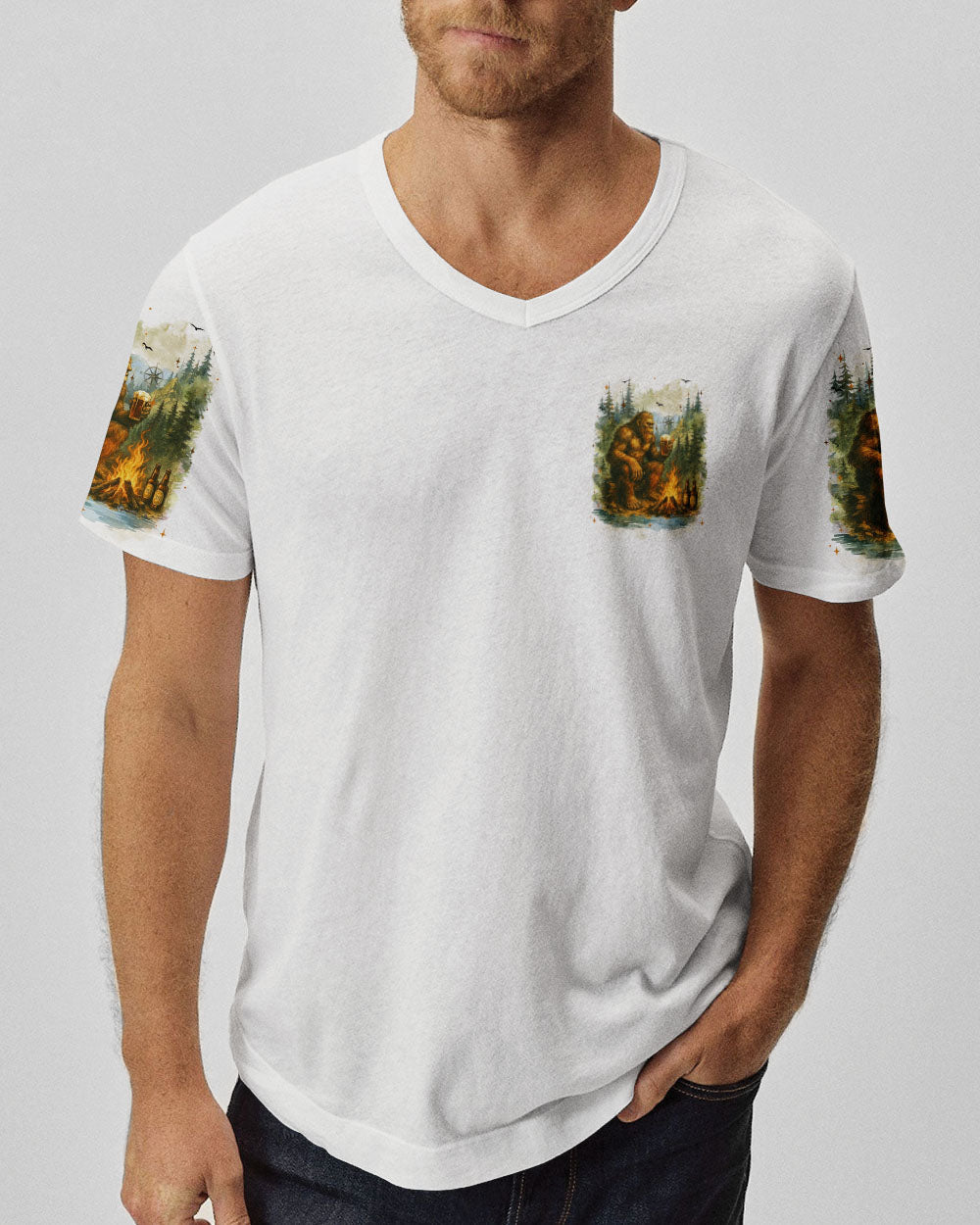 LIFE IS BETTER WITH A BEER AND A CAMPFIRE BIGFOOT ALL OVER PRINT - YHHN1009252