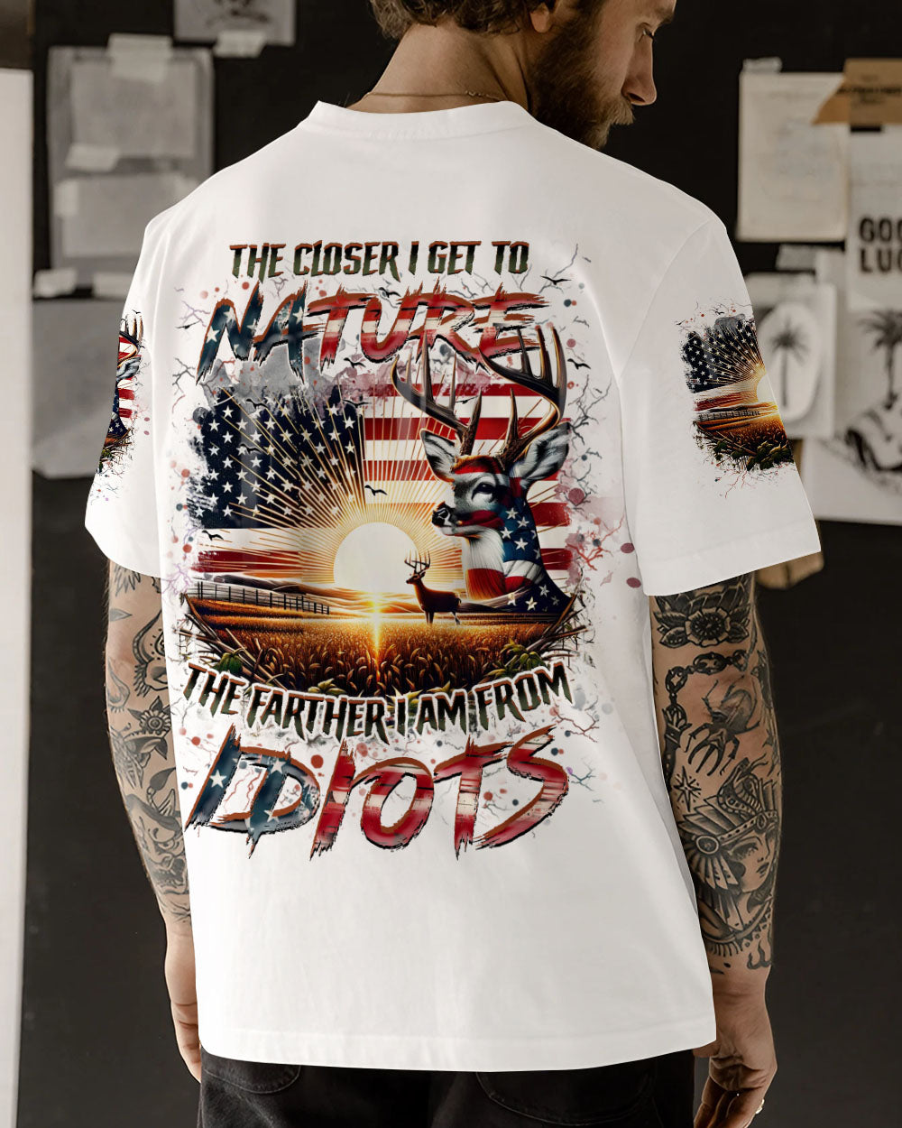 THE CLOSER I GET TO NATURE DEER HUNTING ALL OVER PRINT - YHHN1807241