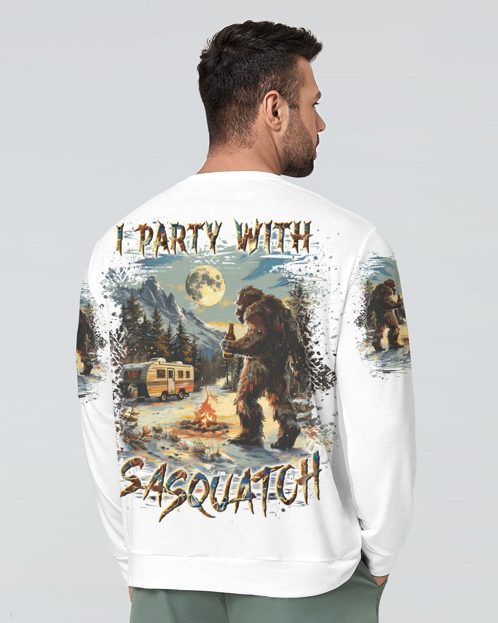 I PARTY WITH SASQUATCH BIGFOOT ALL OVER PRINT - YHLN0711241