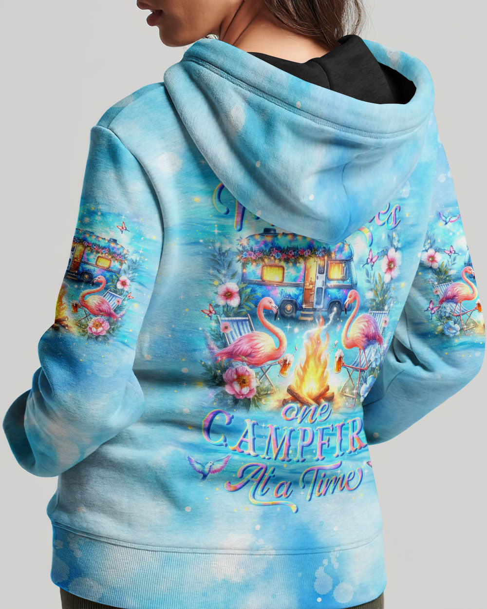 MAKING MEMORIES ONE CAMPFIRE AT A TIME FLAMINGO ALL OVER PRINT - YHLN1005243
